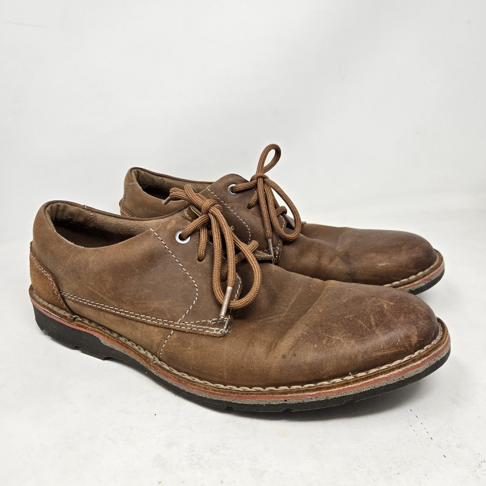 CLARKS Shoes Mens 11 M Edgewick Plain Oxford Brown Lace Up Casual Mid